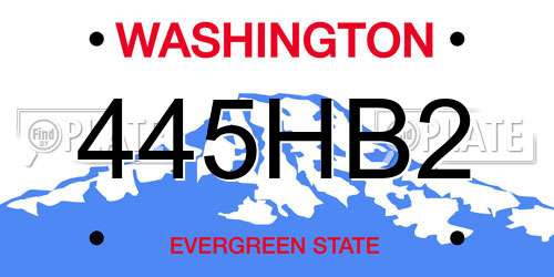 445HB2 Washington License Plate