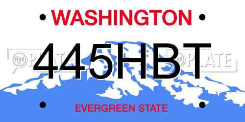 445HBT Washington License Plate