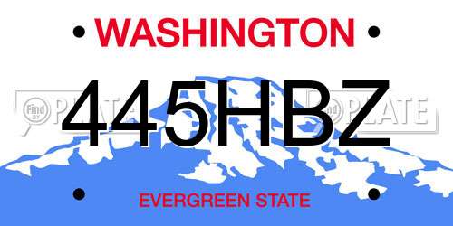 445HBZ Washington License Plate