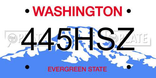 445HSZ Washington License Plate