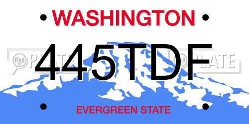 445TDF Washington License Plate