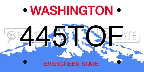 445TOF Washington License Plate