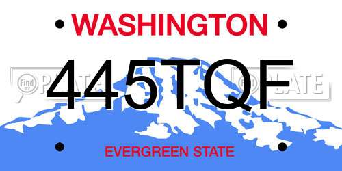 445TQF Washington License Plate