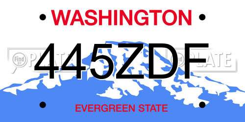 445ZDF Washington License Plate