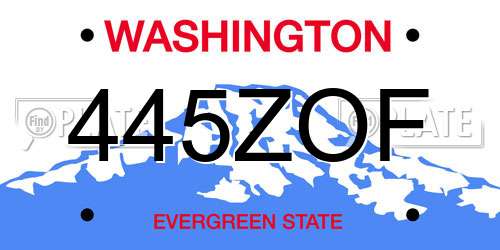 445ZOF Washington License Plate