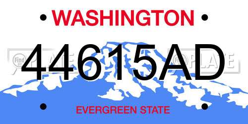 44615AD Washington License Plate