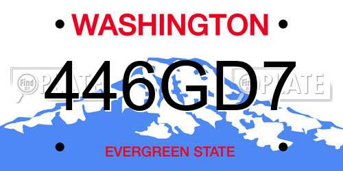 446GD7 Washington License Plate