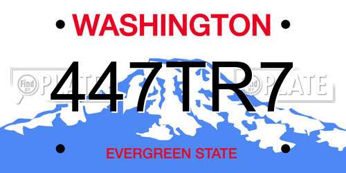 447TR7 Washington License Plate