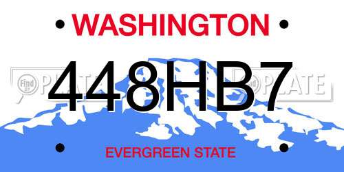448HB7 Washington License Plate