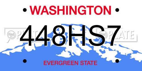 448HS7 Washington License Plate