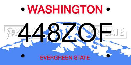448ZOF Washington License Plate