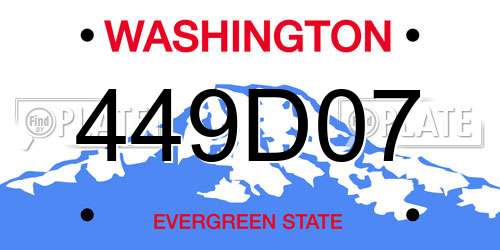 449D07 Washington License Plate