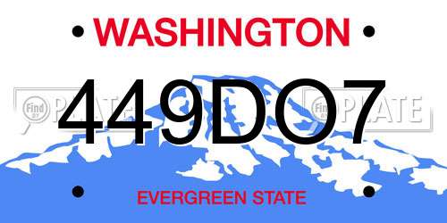 449DO7 Washington License Plate