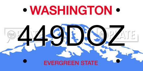 449DOZ Washington License Plate