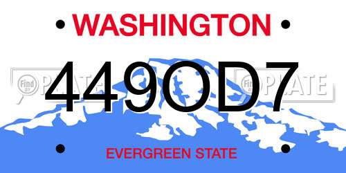 449OD7 Washington License Plate