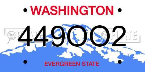 449OO2 Washington License Plate