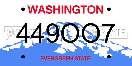 449OO7 Washington License Plate