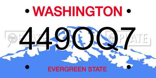 449OQ7 Washington License Plate