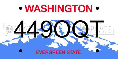 449OQT Washington License Plate