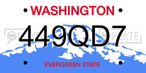 449QD7 Washington License Plate