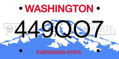 449QO7 Washington License Plate