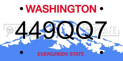 449QQ7 Washington License Plate