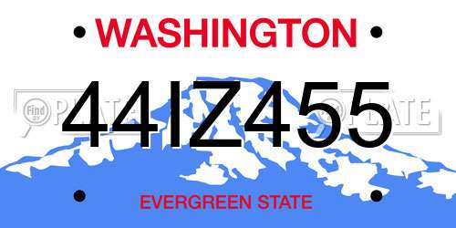44IZ455 Washington License Plate