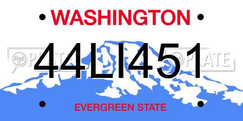 44LI451 Washington License Plate