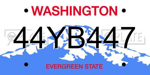 44YB447 Washington License Plate
