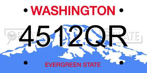 4512QR Washington License Plate