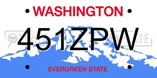 451ZPW Washington License Plate