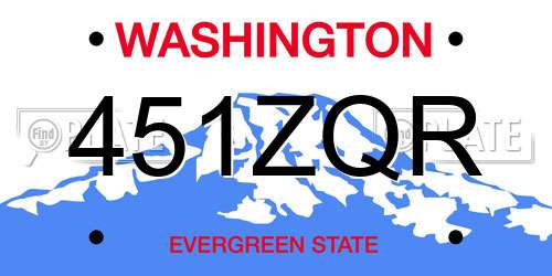 451ZQR Washington License Plate