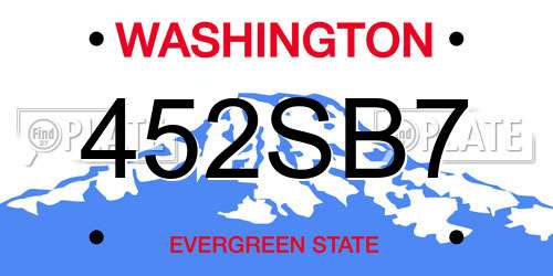 452SB7 Washington License Plate