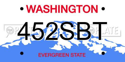 452SBT Washington License Plate