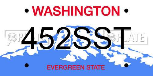 452SST Washington License Plate