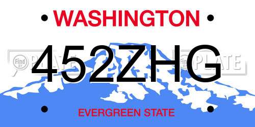 452ZHG Washington License Plate