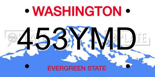 453YMD Washington License Plate