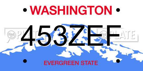 453ZEF Washington License Plate