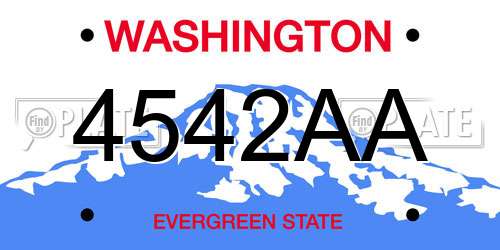 4542AA Washington License Plate
