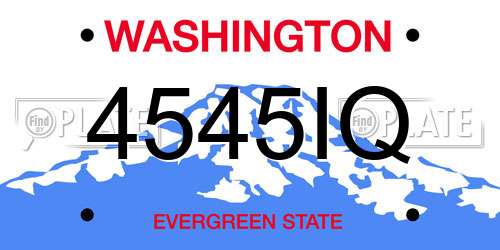 4545IQ Washington License Plate