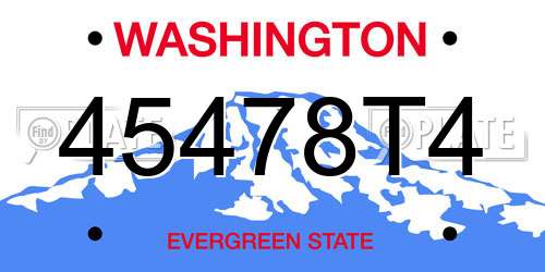 45478T4 Washington License Plate