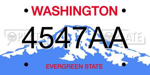 4547AA Washington License Plate