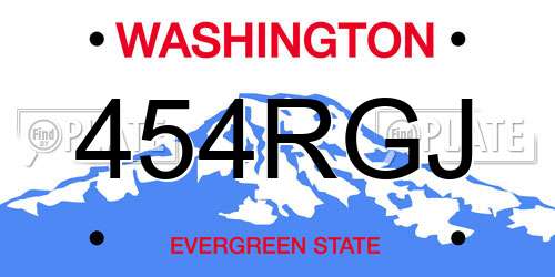 454RGJ Washington License Plate