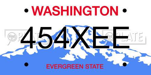 454XEE Washington License Plate