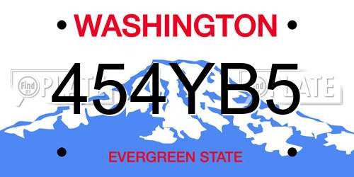 454YB5 Washington License Plate