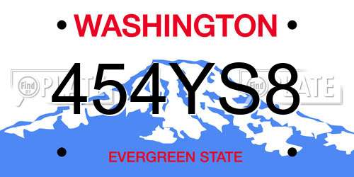 454YS8 Washington License Plate