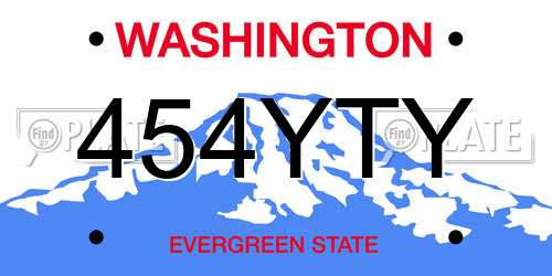 454YTY Washington License Plate