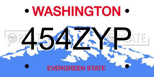 454ZYP Washington License Plate