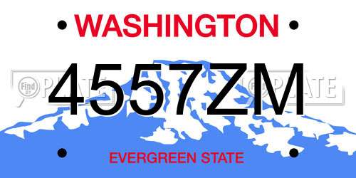 4557ZM Washington License Plate