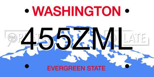 455ZML Washington License Plate